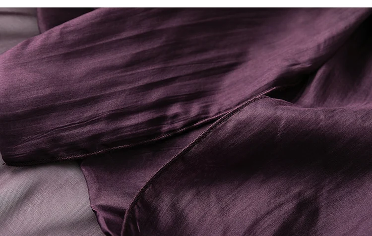 Women Silk Skirt 100% Mulberry Silk Purple With Double Lining Summer Beach Elastic Waist Vacation Skirts Office Lady Party MM795