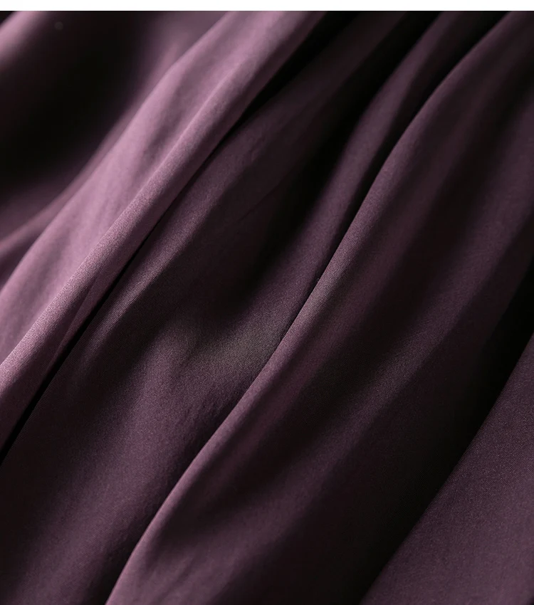 Women Silk Skirt 100% Mulberry Silk Purple With Double Lining Summer Beach Elastic Waist Vacation Skirts Office Lady Party MM795