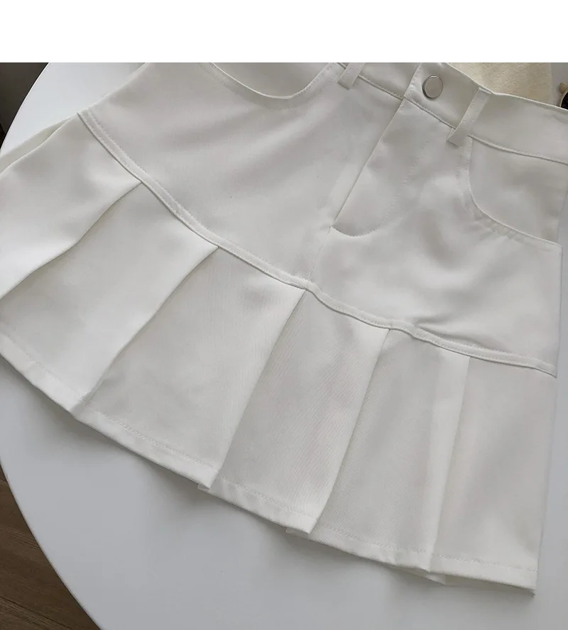 Y2K Vintage High Waist Pleated Skirt Women College Style Uniforms Safety Pants Mini Skirts Woman Korean Street Slim A-Line Skirt