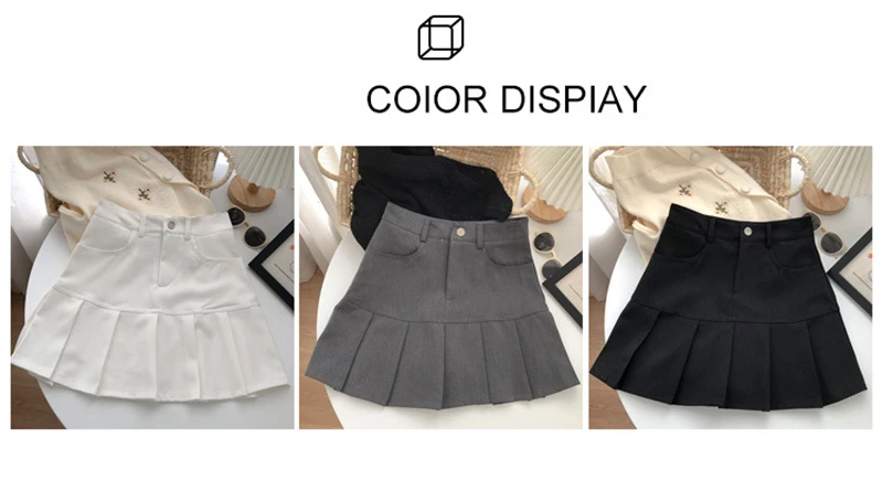 Y2K Vintage High Waist Pleated Skirt Women College Style Uniforms Safety Pants Mini Skirts Woman Korean Street Slim A-Line Skirt