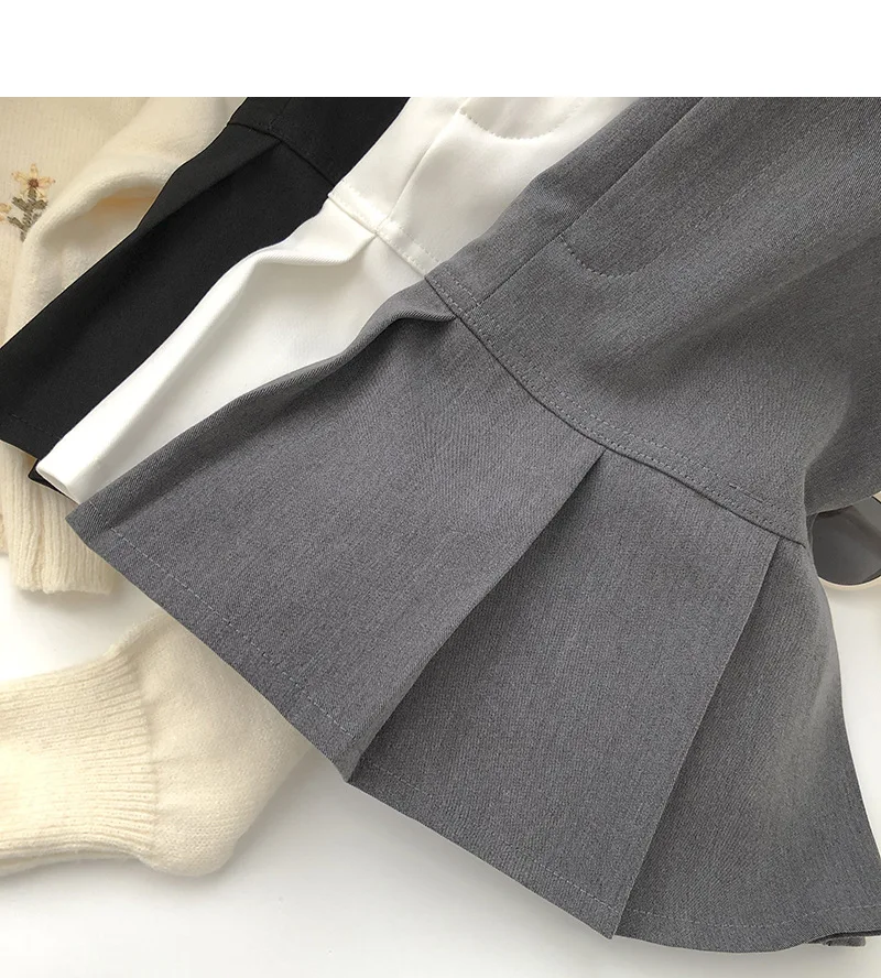 Y2K Vintage High Waist Pleated Skirt Women College Style Uniforms Safety Pants Mini Skirts Woman Korean Street Slim A-Line Skirt