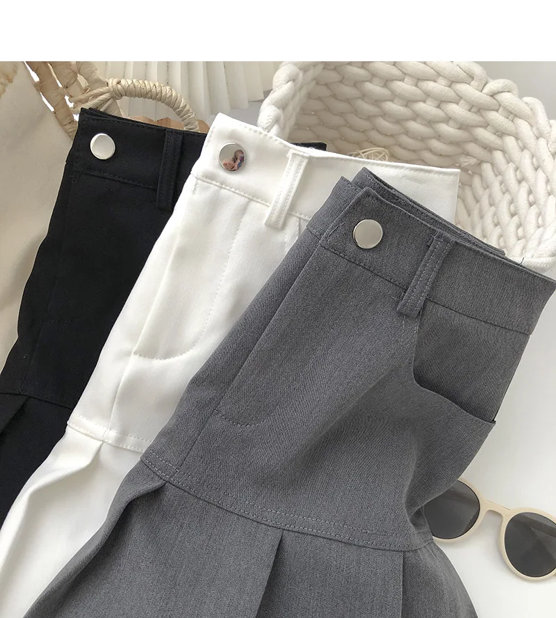 Y2K Vintage High Waist Pleated Skirt Women College Style Uniforms Safety Pants Mini Skirts Woman Korean Street Slim A-Line Skirt