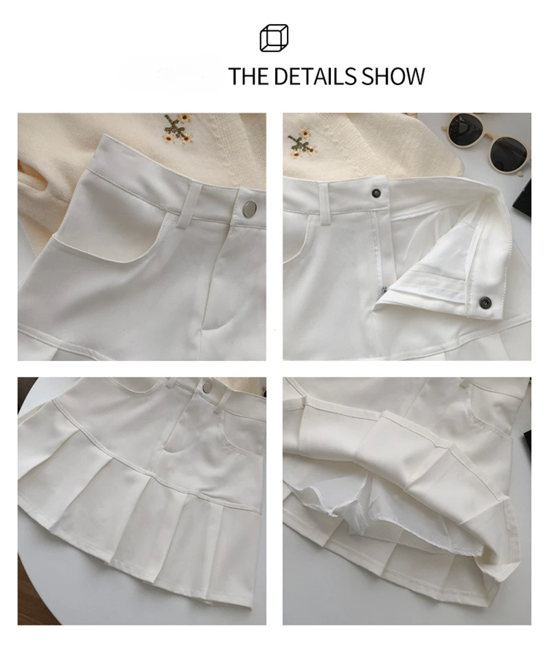 Y2K Vintage High Waist Pleated Skirt Women College Style Uniforms Safety Pants Mini Skirts Woman Korean Street Slim A-Line Skirt