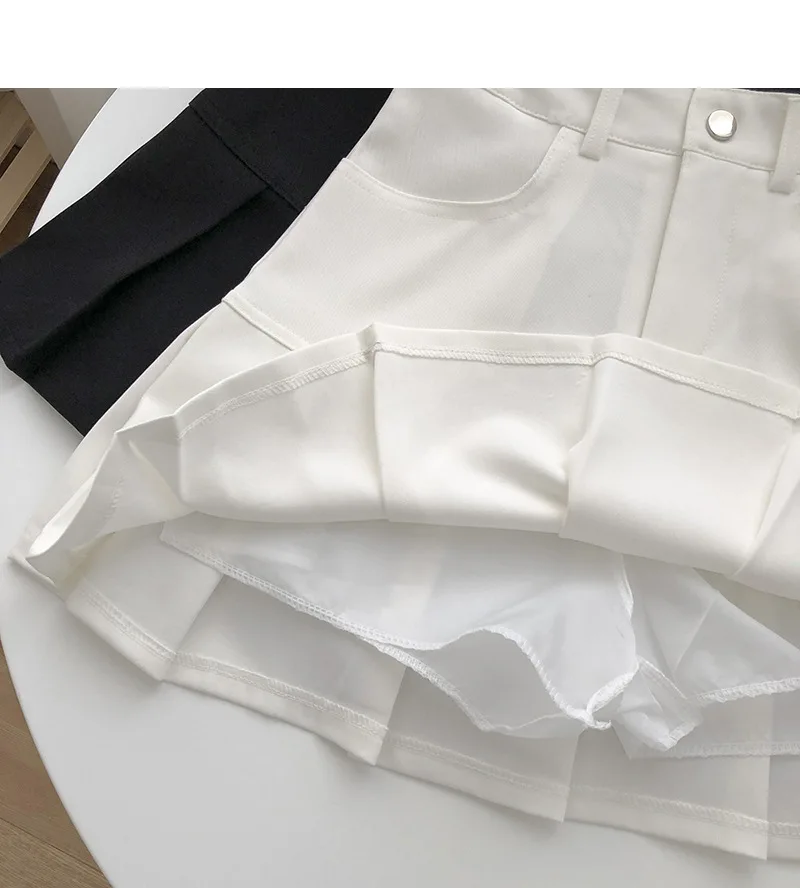 Y2K Vintage High Waist Pleated Skirt Women College Style Uniforms Safety Pants Mini Skirts Woman Korean Street Slim A-Line Skirt