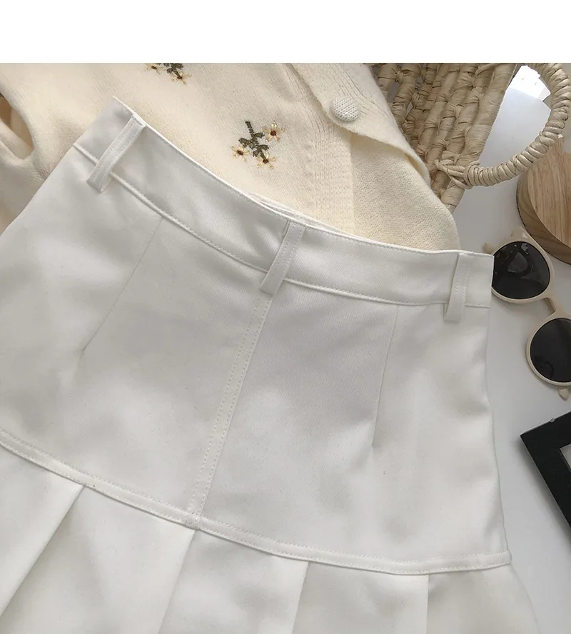 Y2K Vintage High Waist Pleated Skirt Women College Style Uniforms Safety Pants Mini Skirts Woman Korean Street Slim A-Line Skirt