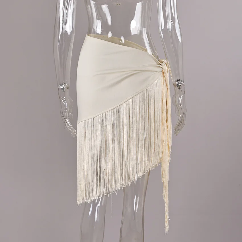 2026 Spring Summer New Arrival Women Fashion Tassel Tie Mini Skirt European Design Elegant Chic Trendy Versatile Boho Hot Daily