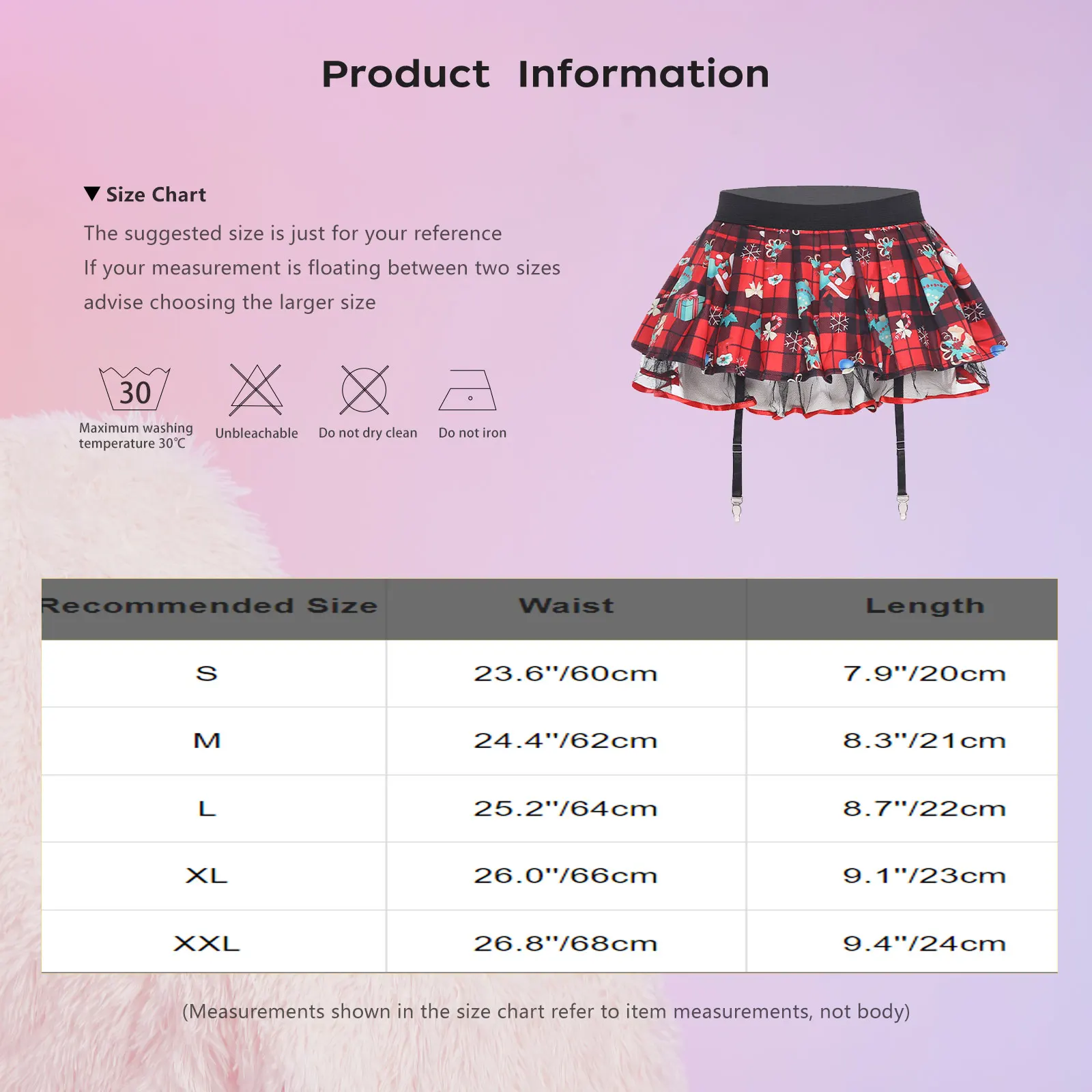 Womens Schoolgirl Role Play Mini Skirt with Garters Pleated Plaid Layer Tulle Lining Elastic Waistband Skirts Nightclub Lingerie