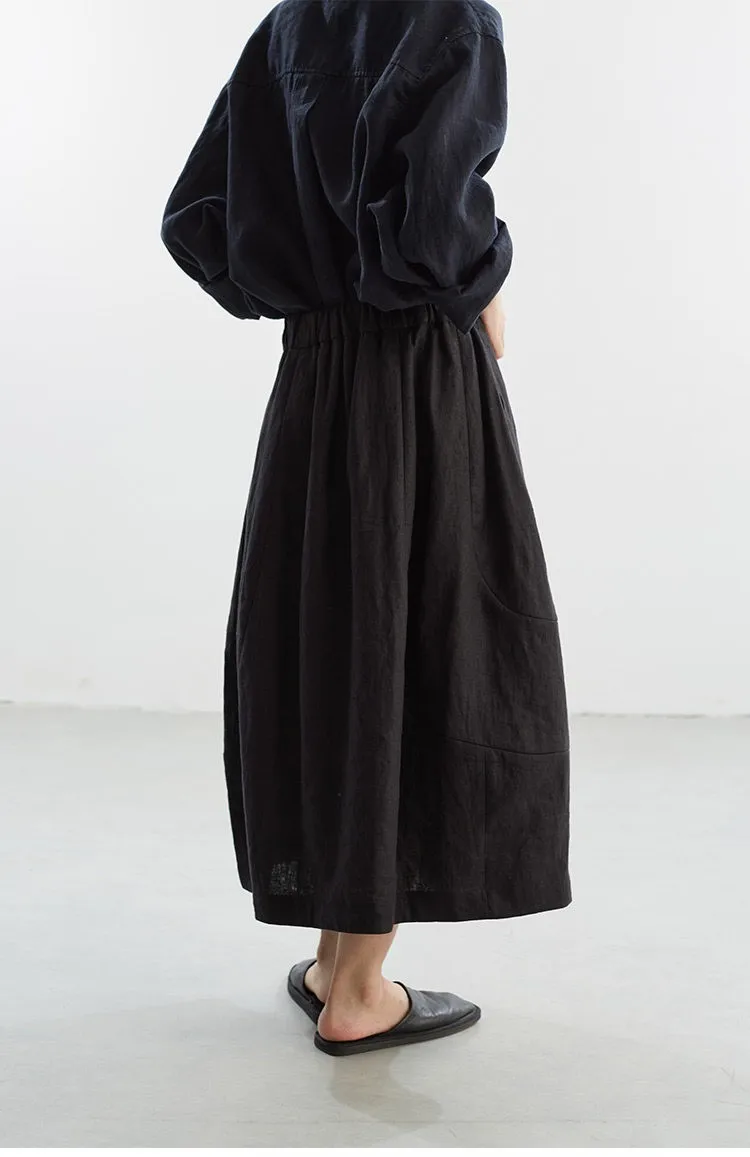 New Chinese Style~Black Bud Skirt, Silk-Linen Jacquard Skirt, 2026 Spring-Summer New Collection