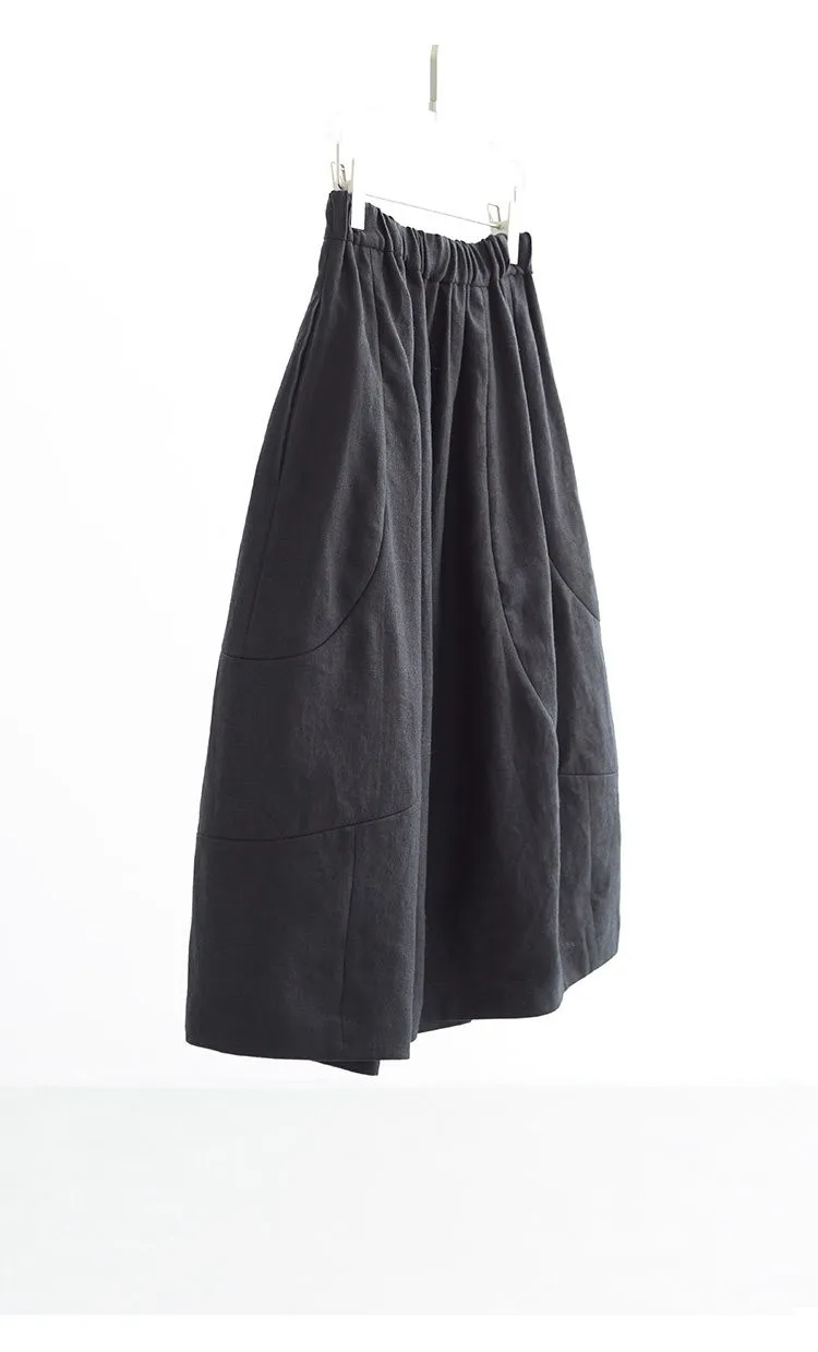 New Chinese Style~Black Bud Skirt, Silk-Linen Jacquard Skirt, 2026 Spring-Summer New Collection