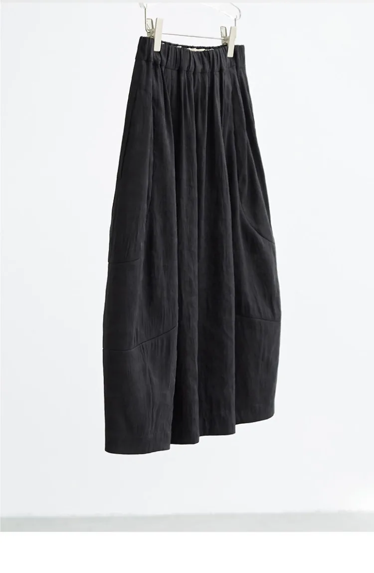 New Chinese Style~Black Bud Skirt, Silk-Linen Jacquard Skirt, 2026 Spring-Summer New Collection