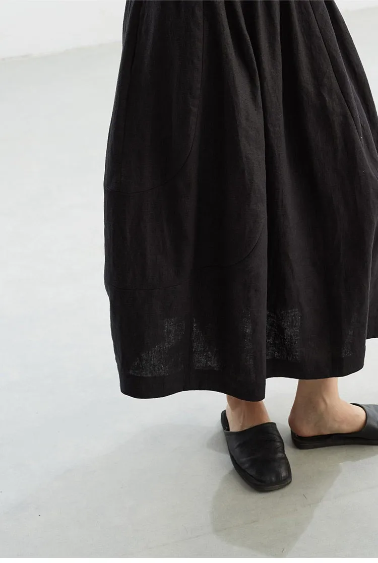 New Chinese Style~Black Bud Skirt, Silk-Linen Jacquard Skirt, 2026 Spring-Summer New Collection