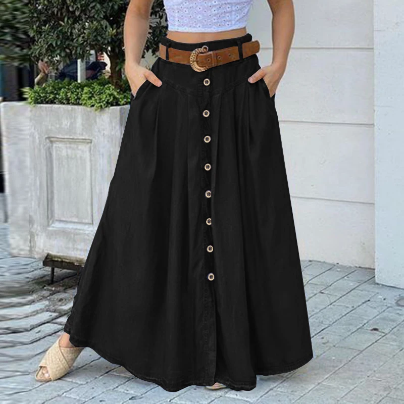 ZANZEA Cargo Skirts Elegant Women Evangelical Faldas Mujer Office Lady High Waist Saias Summer 2024 Casual Buttons Up Jupes
