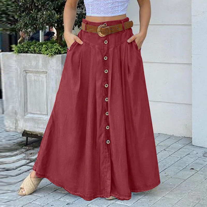 ZANZEA Cargo Skirts Elegant Women Evangelical Faldas Mujer Office Lady High Waist Saias Summer 2024 Casual Buttons Up Jupes