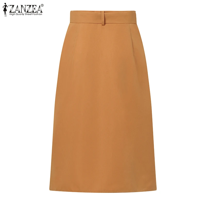 ZANZEA Cargo Skirts Elegant Women Evangelical Faldas Mujer Office Lady High Waist Saias Summer 2024 Casual Buttons Up Jupes