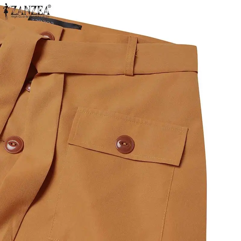 ZANZEA Cargo Skirts Elegant Women Evangelical Faldas Mujer Office Lady High Waist Saias Summer 2024 Casual Buttons Up Jupes