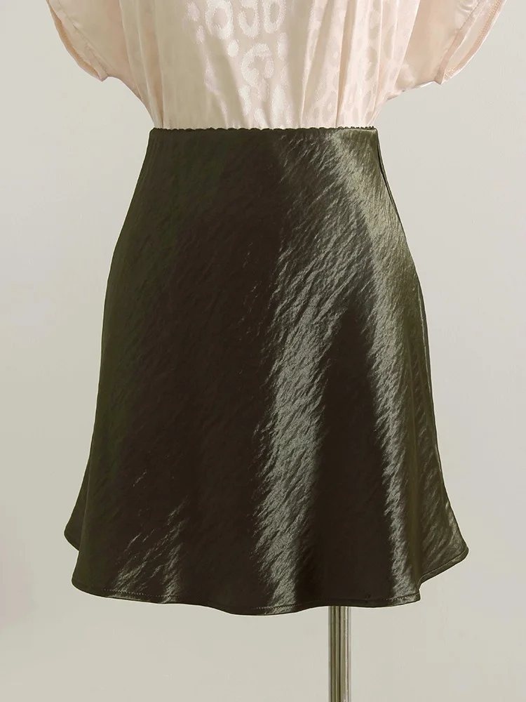 Summer Short Skirts For Women Office Wear Black A Line Luxury Mini Satin Skirt Ladies High Waist Simple Women's Skirts Silk