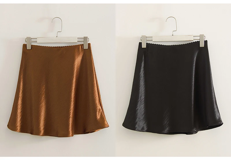 Summer Short Skirts For Women Office Wear Black A Line Luxury Mini Satin Skirt Ladies High Waist Simple Women's Skirts Silk