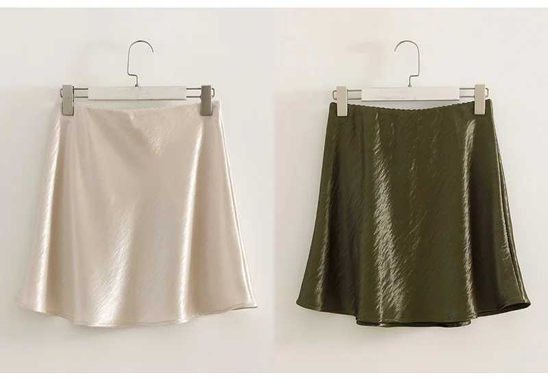 Summer Short Skirts For Women Office Wear Black A Line Luxury Mini Satin Skirt Ladies High Waist Simple Women's Skirts Silk