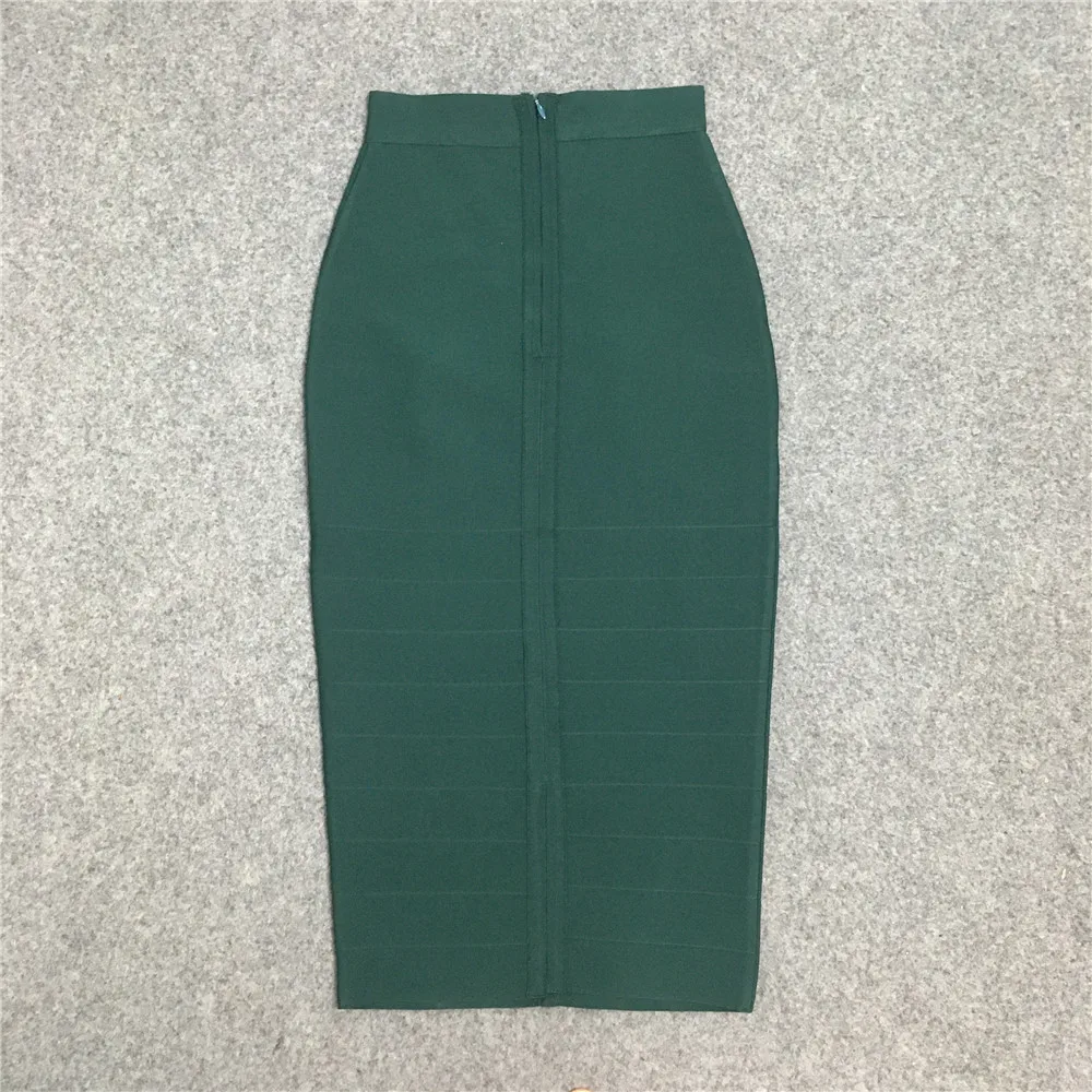 9 Colors Women Elegant Over Knee Bodycon Bandage Skirts Top Quality Elastic High Waist Office Lady Pencil Skirts High Street