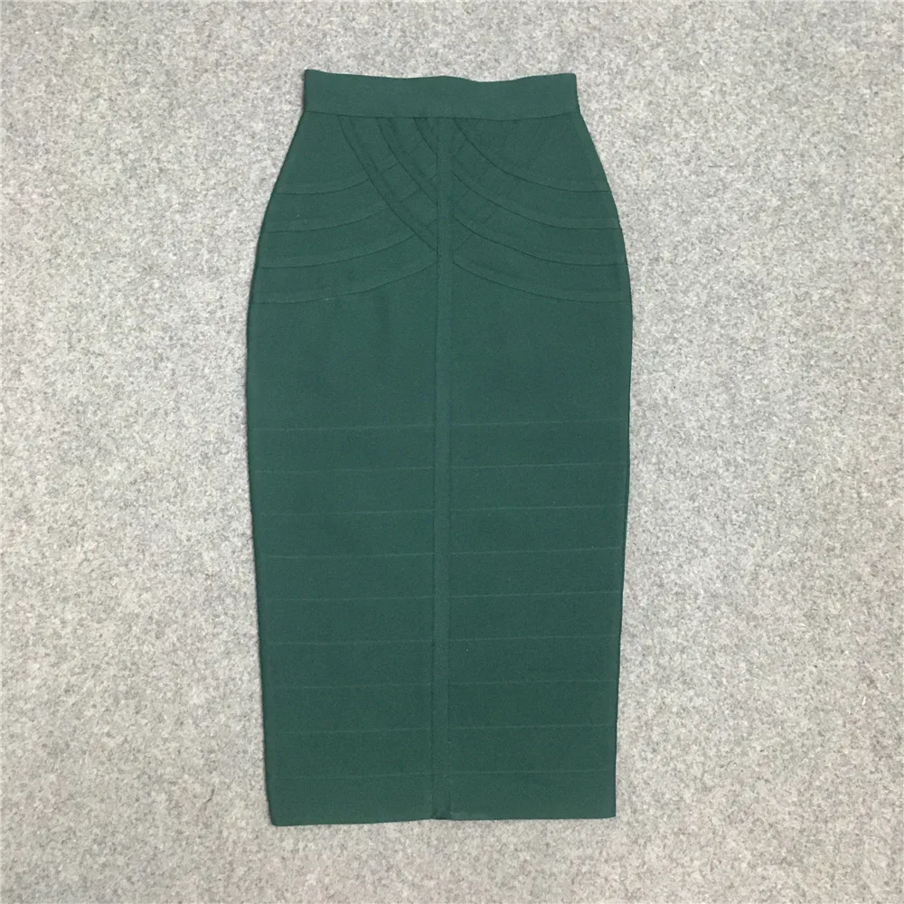 9 Colors Women Elegant Over Knee Bodycon Bandage Skirts Top Quality Elastic High Waist Office Lady Pencil Skirts High Street