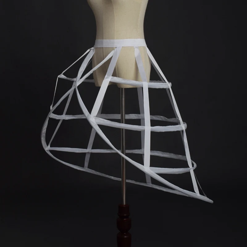 Cage Hoop Petticoat Women Irregular Crinoline Skirt Pannier White Black Wedding Bridal Underskirt Bustle