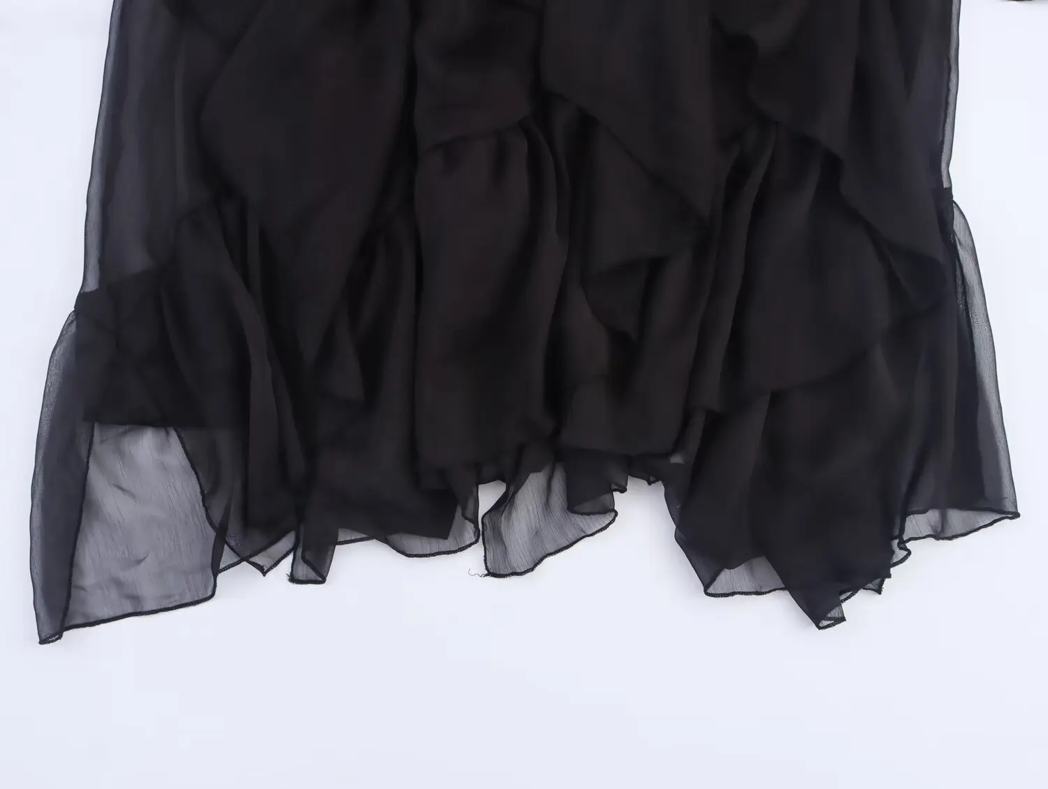 Topenomi Fairy Tierred Ruffled Skirt Women Summer Simple Solid Elastic Waist A-line Long SkirtsK Fashion Versatile Юбка