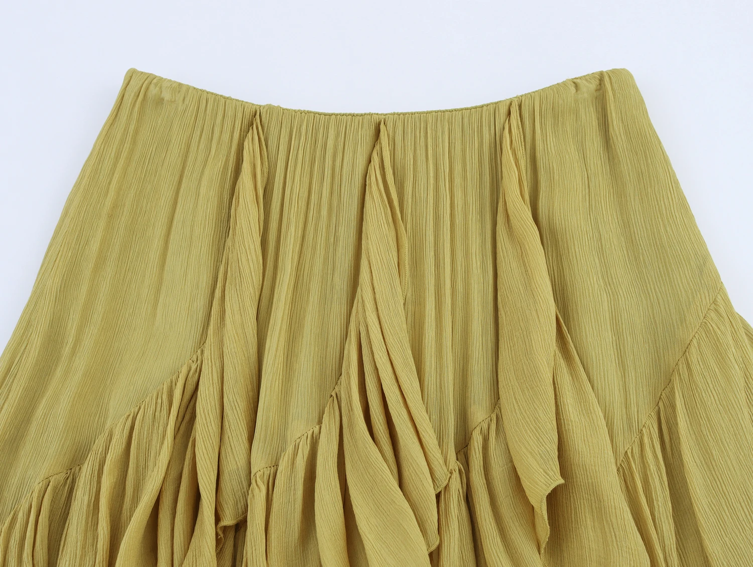 Topenomi Fairy Tierred Ruffled Skirt Women Summer Simple Solid Elastic Waist A-line Long SkirtsK Fashion Versatile Юбка