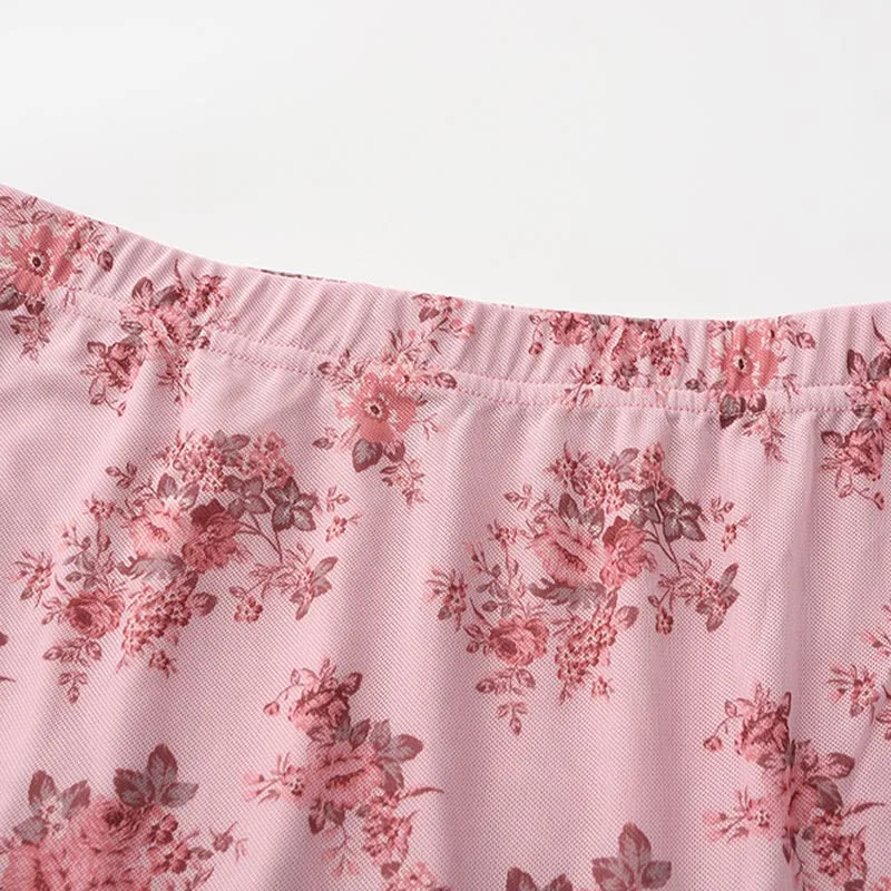 2025 Flower Print Midi Skirt High Waist Long Skirts For Women Vintage Streetwear Skirt Summer Elegant Women's Skirts