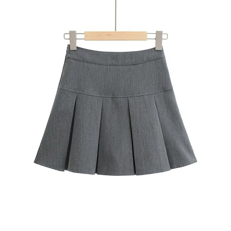 Jmprs High Waist Women Pleated Skirt Summer Fashion Jk Mini Skirts Korean School Uniform Black Grey Zipper Slim Girls Skirt