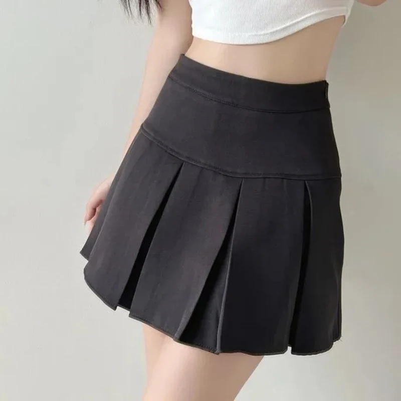 Jmprs High Waist Women Pleated Skirt Summer Fashion Jk Mini Skirts Korean School Uniform Black Grey Zipper Slim Girls Skirt
