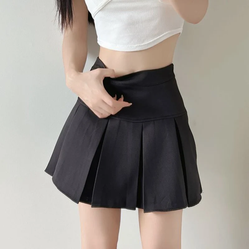 Jmprs High Waist Women Pleated Skirt Summer Fashion Jk Mini Skirts Korean School Uniform Black Grey Zipper Slim Girls Skirt