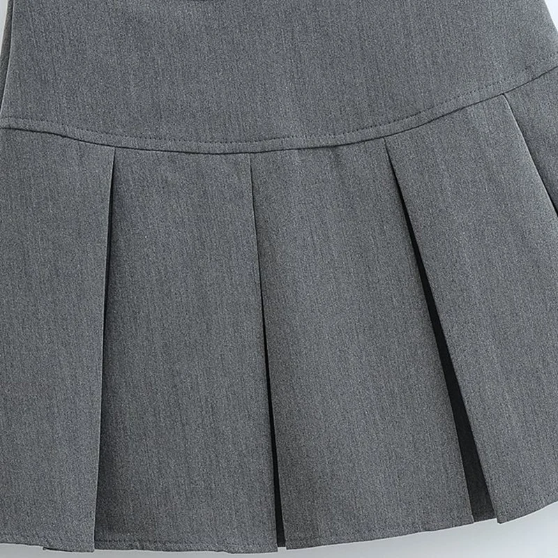 Jmprs High Waist Women Pleated Skirt Summer Fashion Jk Mini Skirts Korean School Uniform Black Grey Zipper Slim Girls Skirt