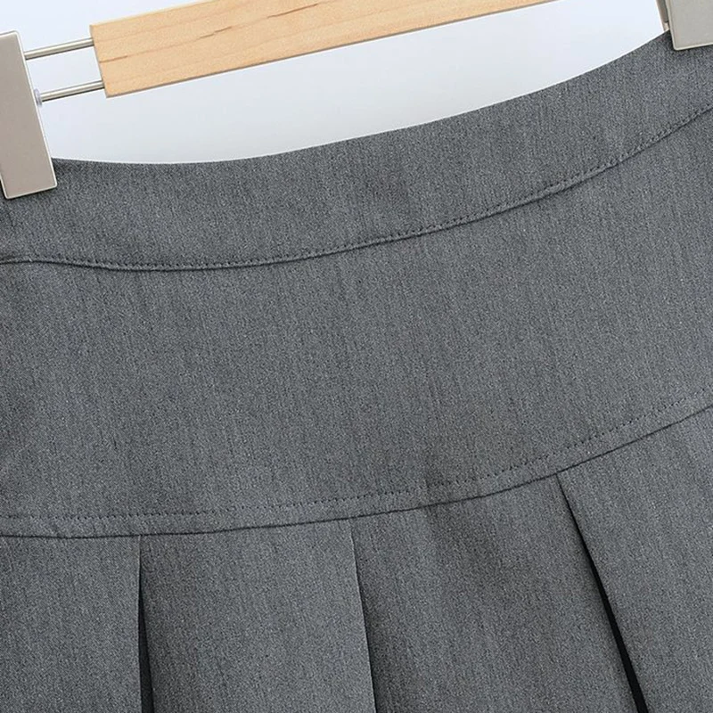Jmprs High Waist Women Pleated Skirt Summer Fashion Jk Mini Skirts Korean School Uniform Black Grey Zipper Slim Girls Skirt