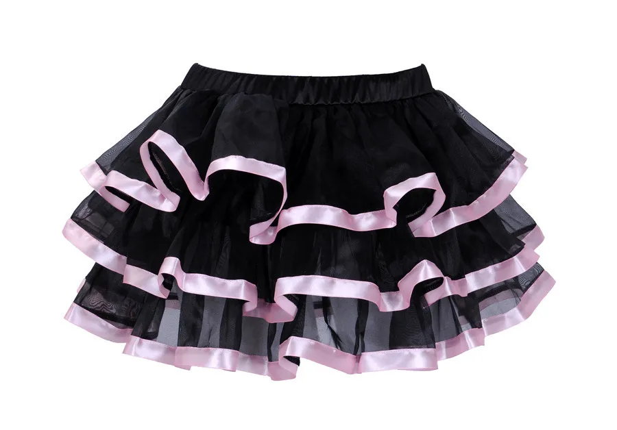 Promotion New Black Mesh Ruffles 3 Layers Adult Women Pettiskirt Tutu Party Dance Mini Skirt Performance Clothes