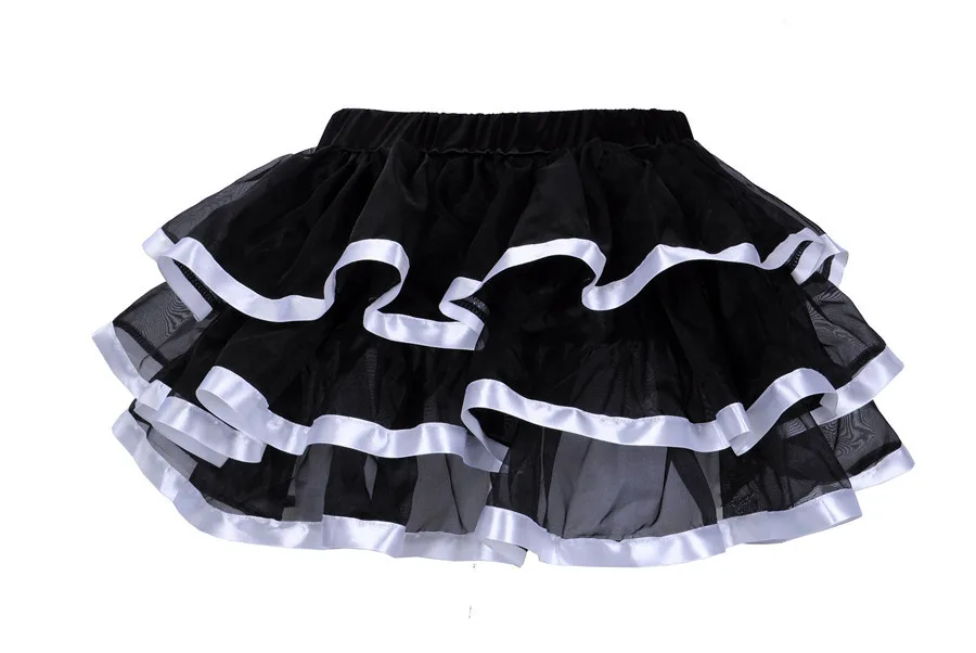 Promotion New Black Mesh Ruffles 3 Layers Adult Women Pettiskirt Tutu Party Dance Mini Skirt Performance Clothes