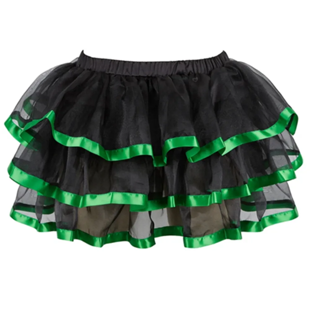 Promotion New Black Mesh Ruffles 3 Layers Adult Women Pettiskirt Tutu Party Dance Mini Skirt Performance Clothes