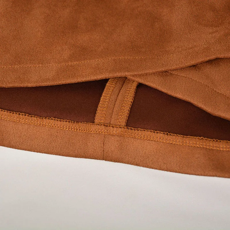 Sexy Slim Fit Suede Mini Skirt Woman Fashion Streetwear High Waist Pleated Bodycon Skirt Ladies Zipper Irregular Short Skirts