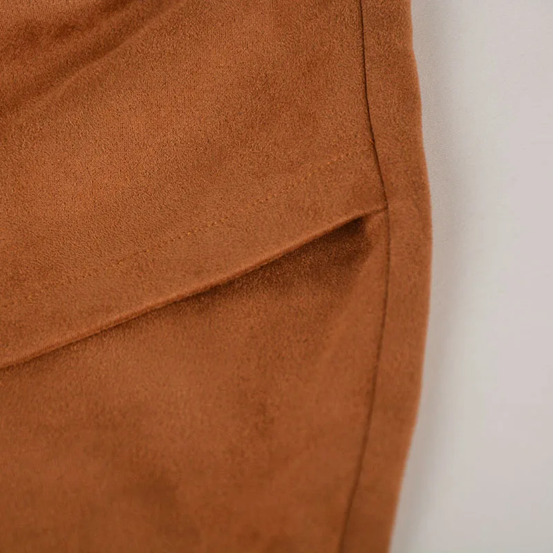 Sexy Slim Fit Suede Mini Skirt Woman Fashion Streetwear High Waist Pleated Bodycon Skirt Ladies Zipper Irregular Short Skirts