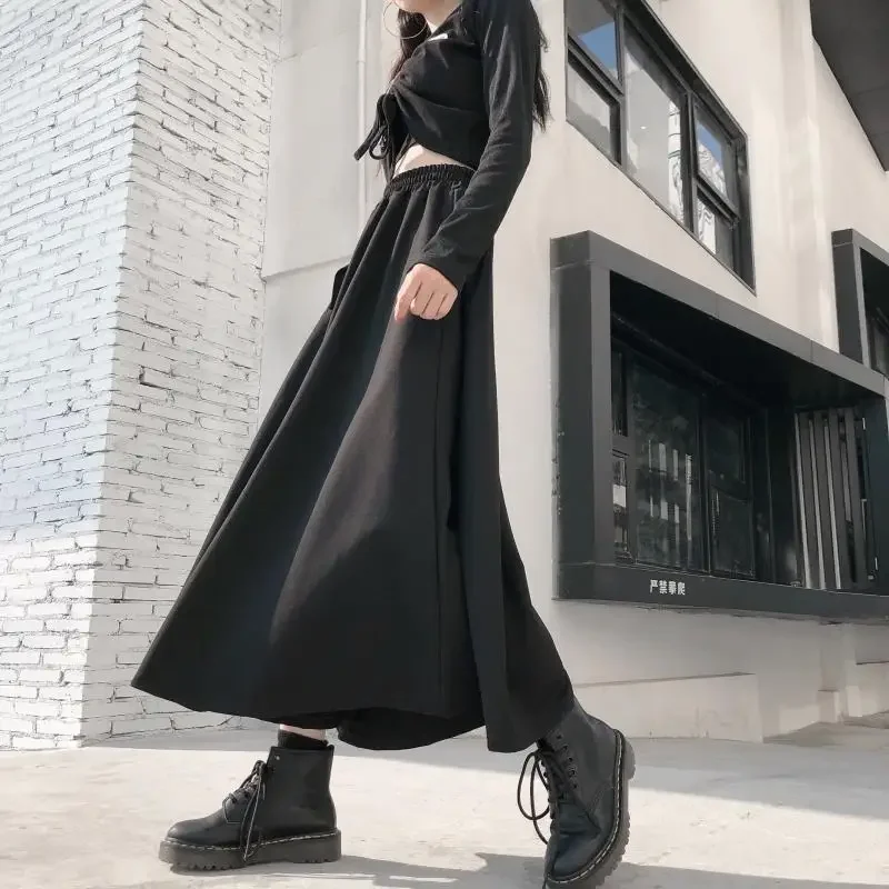 New 2025 Black Skirts Women Harajuku Punk Style High Waist Buckle Irregular Gothic Skirt Woman Hip Hop Streetwear Female