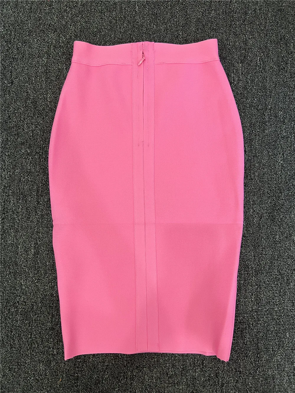 60CM Knee Length Summer Bandage Skirts For Women Candy Color Bodycon Pencil Skirt Ladies Elegant Office Business Formal XL XXL