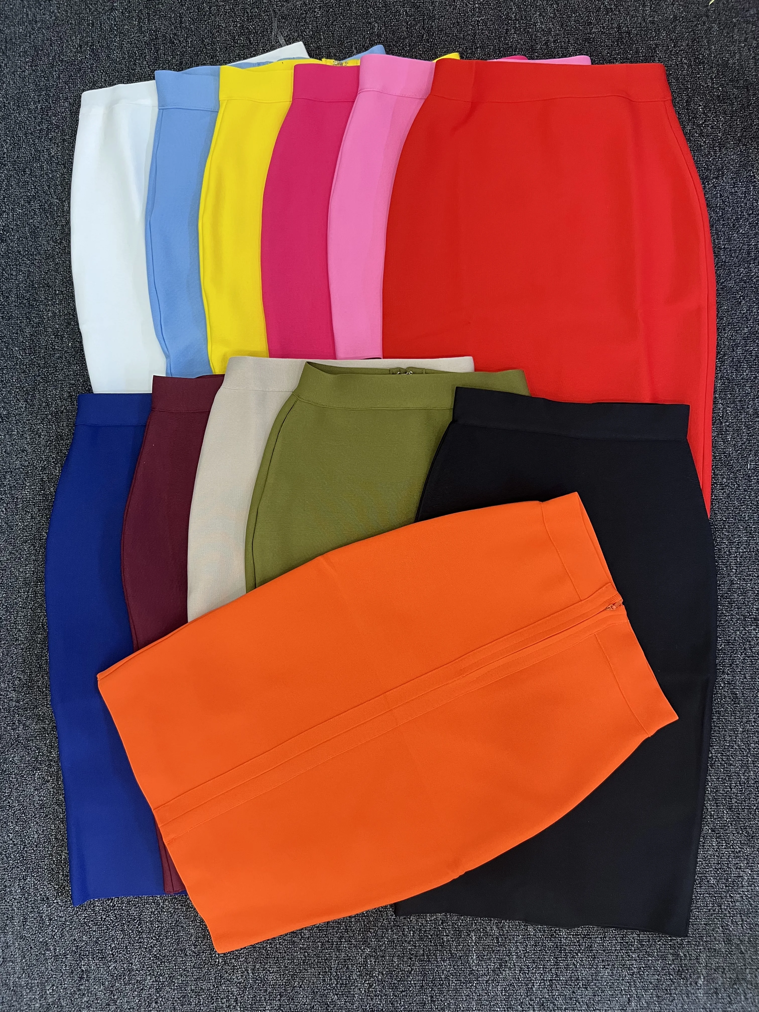 60CM Knee Length Summer Bandage Skirts For Women Candy Color Bodycon Pencil Skirt Ladies Elegant Office Business Formal XL XXL