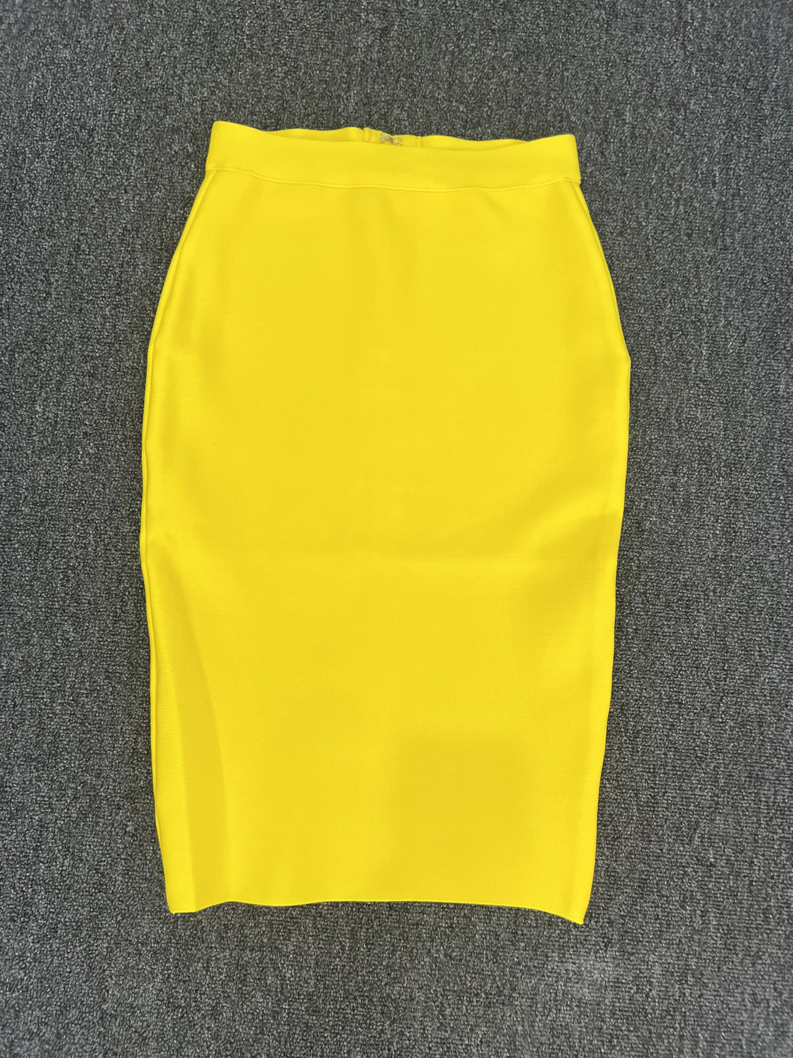 60CM Knee Length Summer Bandage Skirts For Women Candy Color Bodycon Pencil Skirt Ladies Elegant Office Business Formal XL XXL