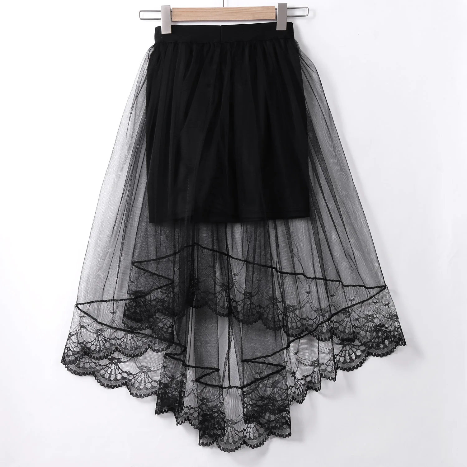 2022 Vintage Women Stretch High Waist Lace Skirt Women Skater Flared Pleated Swing Long Summer Skir