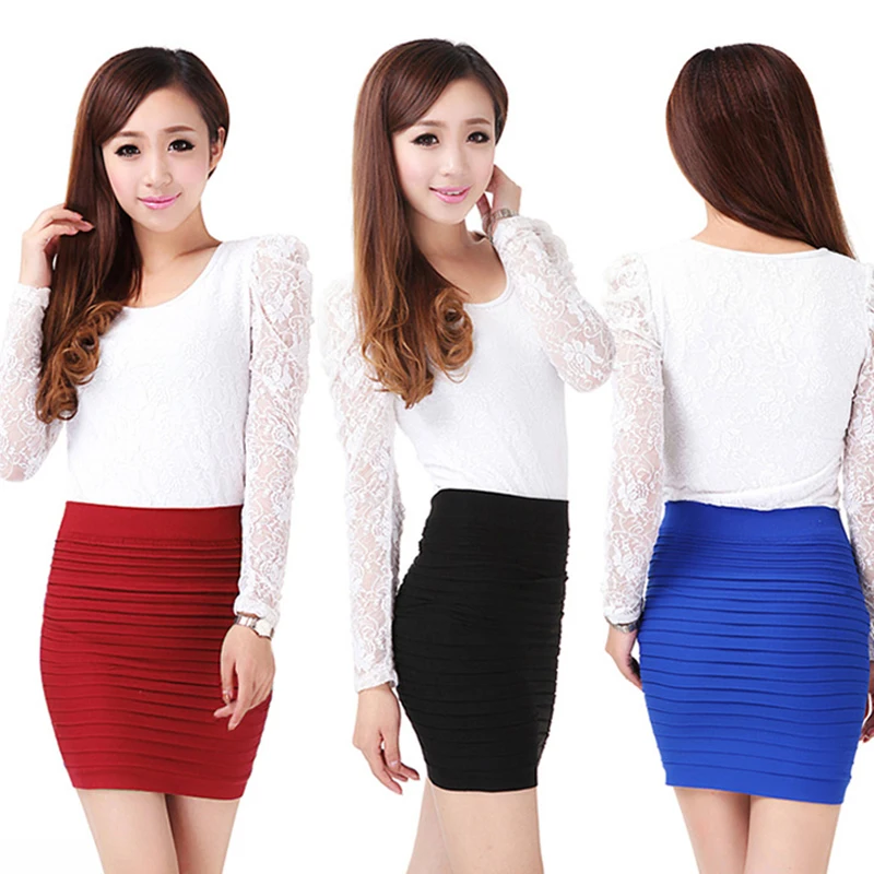 Summer Women Pencil Skirt Black 2026 High Waist Sexy Bodycon Skirt OL Office Slim Tight Korean Pleated Mini Skirts Female Jupe