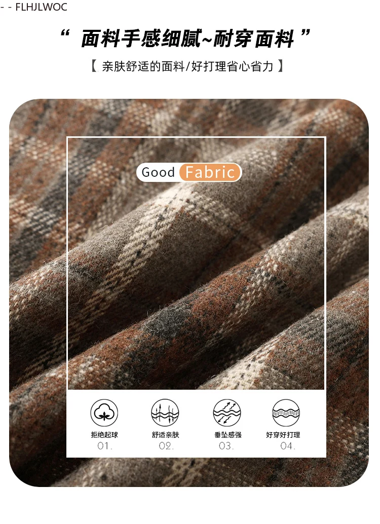 Woolen Skirts New Fashion 2025 Autumn Winter Basics Woman Cute Sweet Girls Japan Preppy Style Retro Vintage Long Plaid Skirt