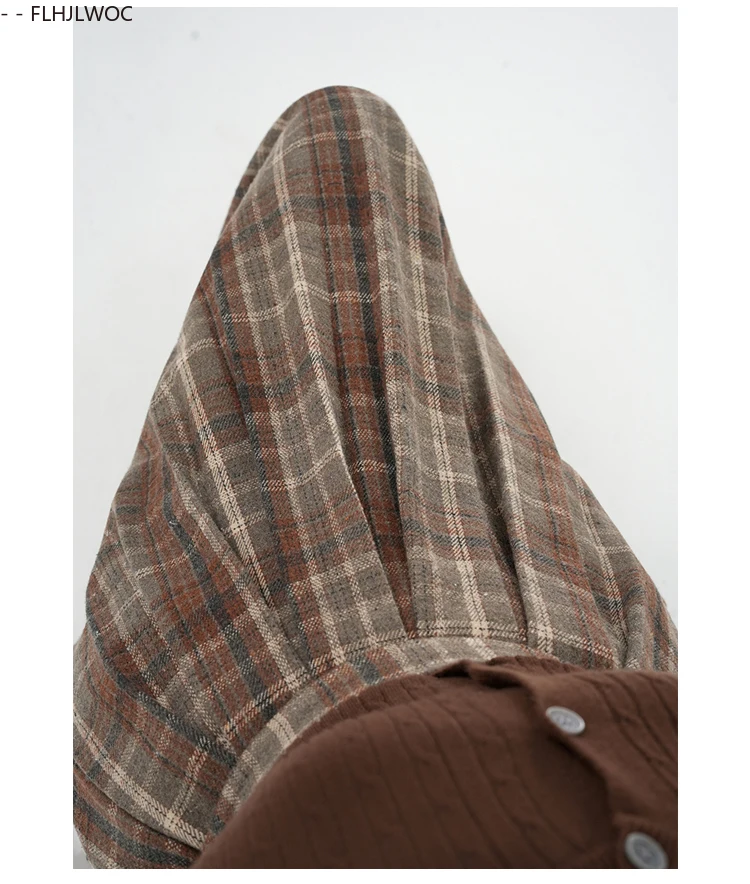 Woolen Skirts New Fashion 2025 Autumn Winter Basics Woman Cute Sweet Girls Japan Preppy Style Retro Vintage Long Plaid Skirt