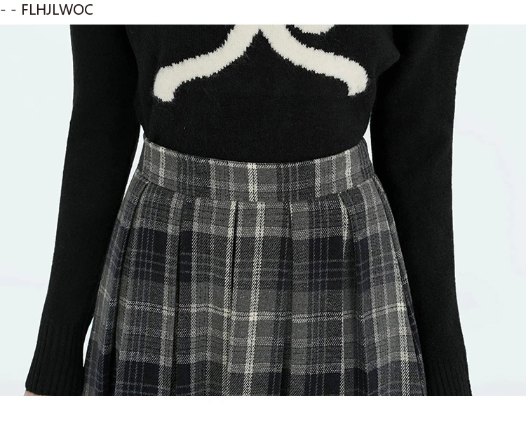Woolen Skirts New Fashion 2025 Autumn Winter Basics Woman Cute Sweet Girls Japan Preppy Style Retro Vintage Long Plaid Skirt