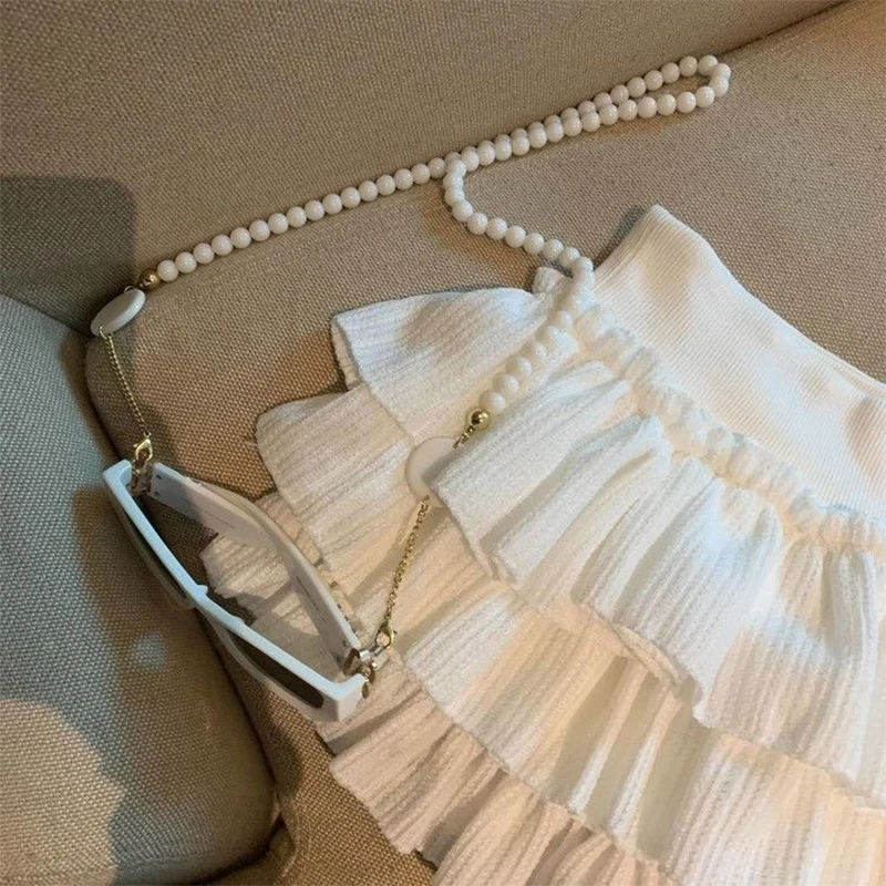 Sweet Puffy Cake Women Skirts Korean Fashion Ruched Ruffle Mini Skirt Campus Harajuku Casual Versatile Elastic Waist Solid Skirt