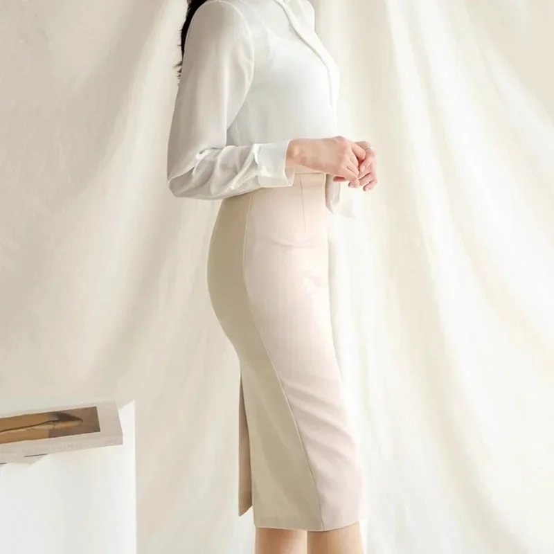 Smvp Women Office Pencil Skirts 2025 New Autumn Elegant Slim High Waist Black Skirts Ladies Korean Fashion Skinny OL Skirt