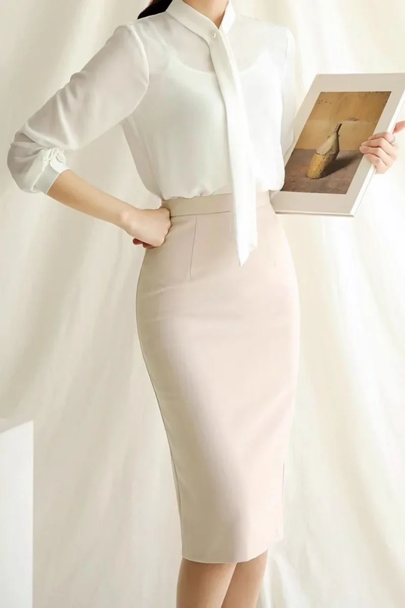 Smvp Women Office Pencil Skirts 2025 New Autumn Elegant Slim High Waist Black Skirts Ladies Korean Fashion Skinny OL Skirt